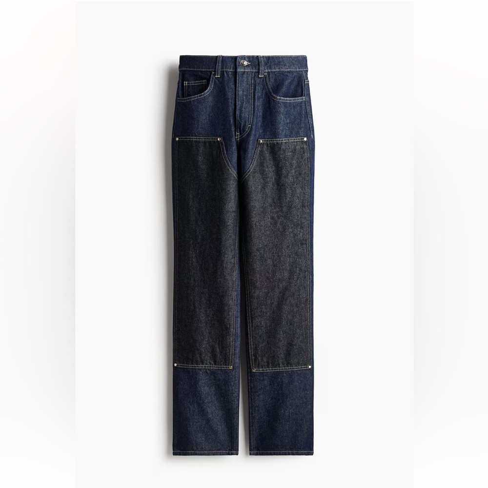H&M Dark Wash Straight Leg Utility Jeans Size 4